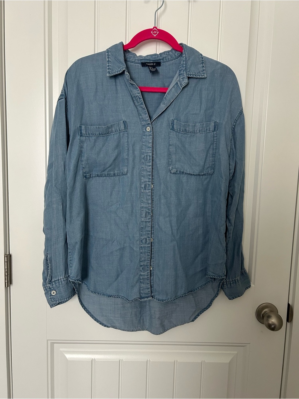 Forever 21 Light Blue Chambray Button-Down Shirt